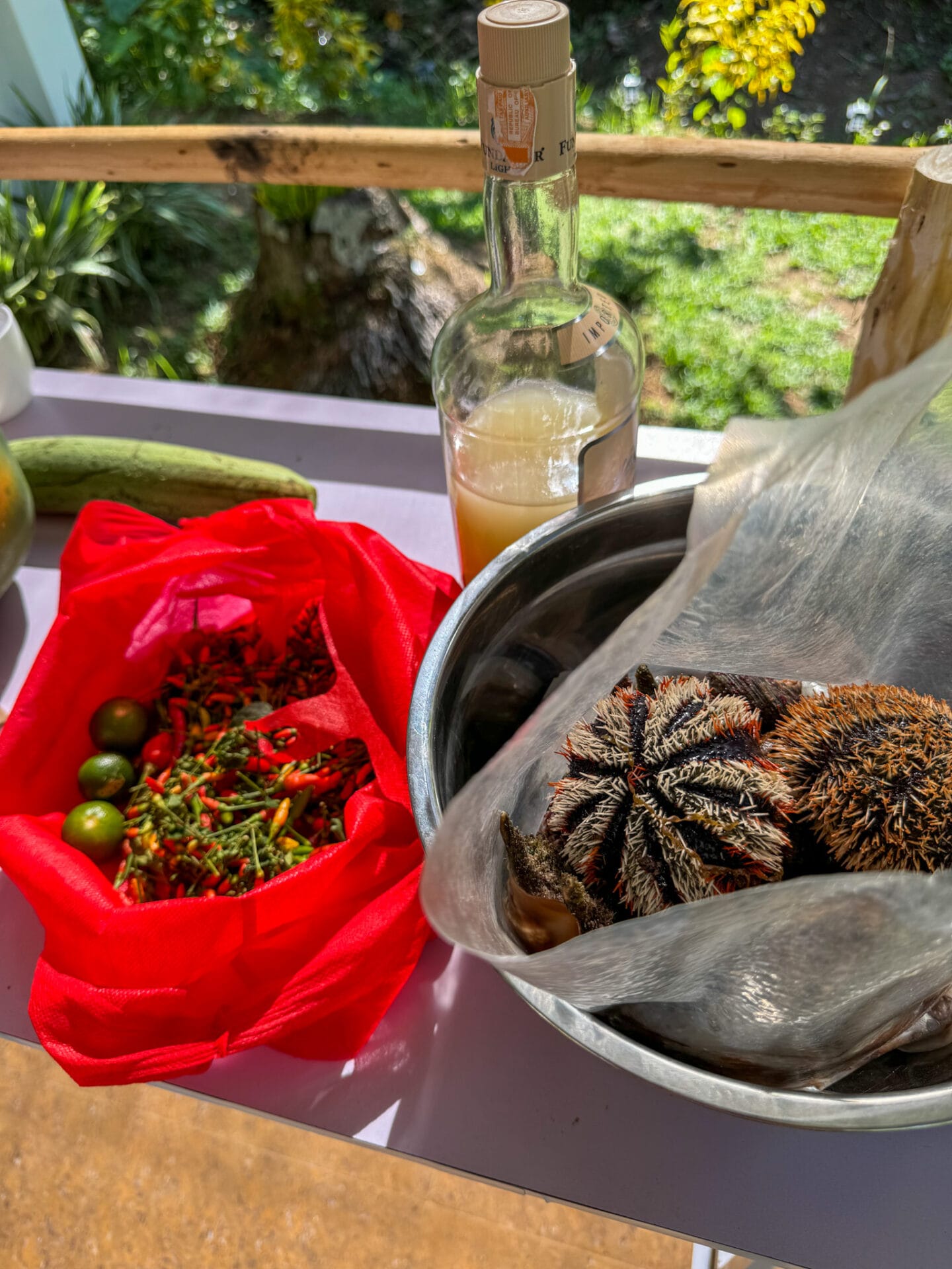 Fresh Sea Urchin with Coconut Vinegar and Chilis