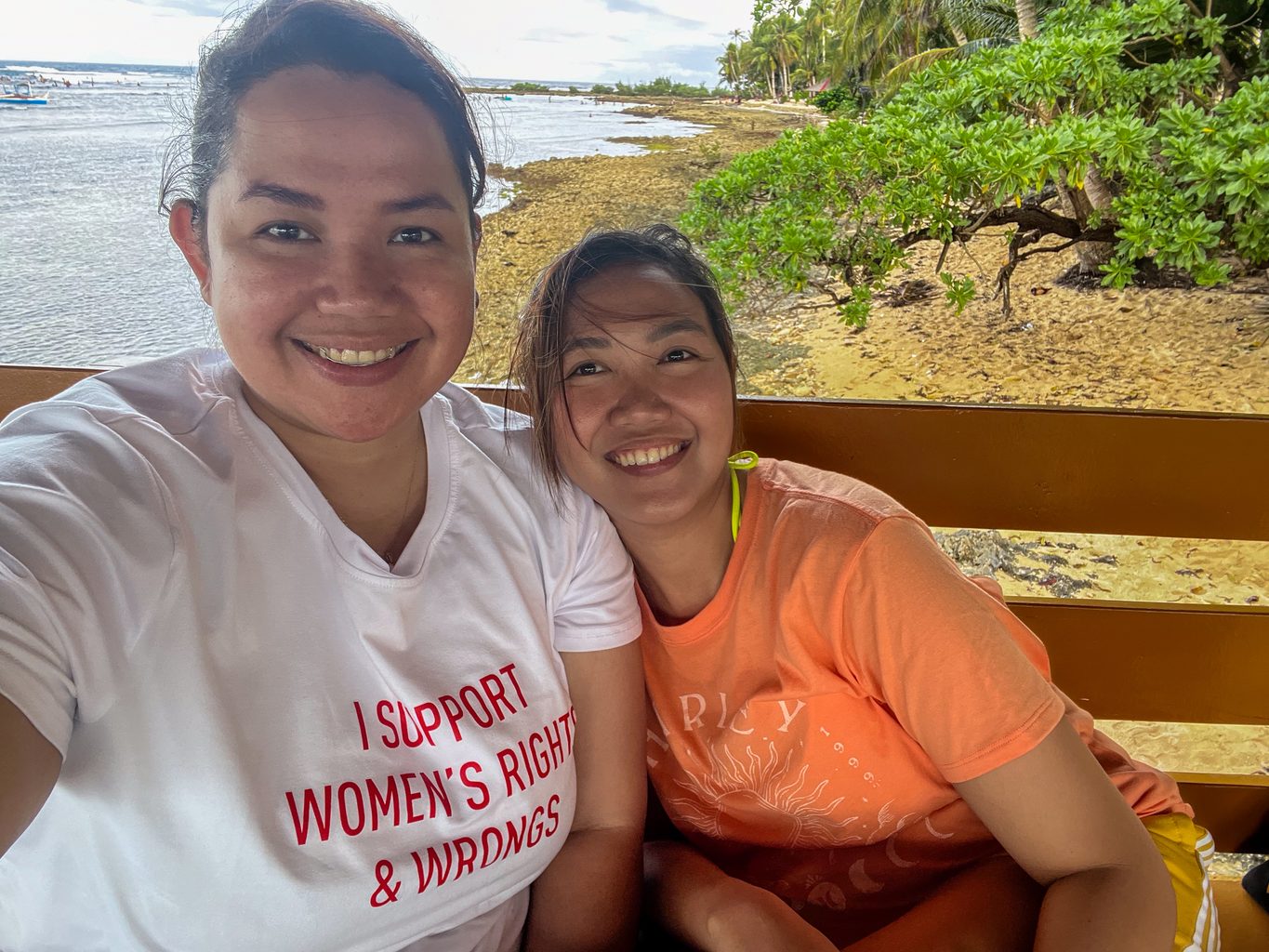 Love and Jaclyn hanging out in Ocean 101 trying Siargao delicacies